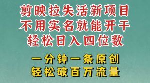 剪映模板拉新，拉失活项目，一周搞了大几k，一分钟一条作品，无需实名也能轻松变现，小白也能轻松干-一起网赚吧