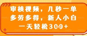 视频审核员，几秒一单，不限时间，不限地点，多做多得，新人小白一天轻松几张+【揭秘】-一起网赚吧