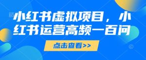 小红书虚拟项目，小红书运营高频一百问【文档】-一起网赚吧