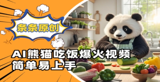 Ai熊猫吃饭爆火视频，条条原创，简单易上手-一起网赚吧