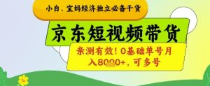 小白宝妈经济独立必备干货,京东短视频带货,亲测有效!0基础单号月入8k+,可多号【揭秘】-一起网赚吧