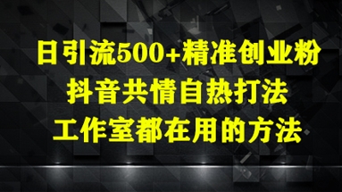 日引流500+精准创业粉，抖音共情自热打法，工作室都在用的方法-一起网赚吧