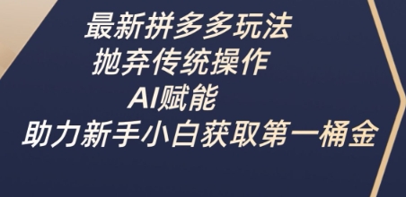 最新拼多多玩法，抛弃传统操作，AI赋能，助力新手小白获取第一桶金-一起网赚吧