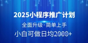 2025小程序推广计划，全面升级，简单上手，日均多张【揭秘】-一起网赚吧