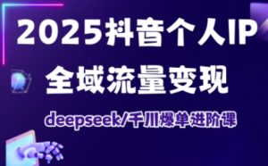 2025抖音个人IP全域流量变现进阶课，deepseek千川爆单进阶课-一起网赚吧
