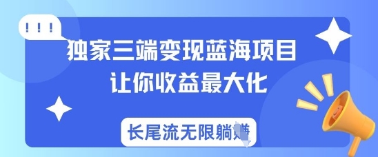 独家三端变现蓝海项目，让你收益最大化，长尾流无限躺挣-一起网赚吧