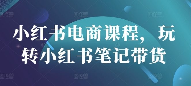 小红书电商课程，玩转小红书笔记带货-一起网赚吧