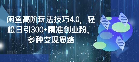闲鱼高阶玩法技巧4.0，轻松日引300+精准创业粉，多种变现思路-一起网赚吧