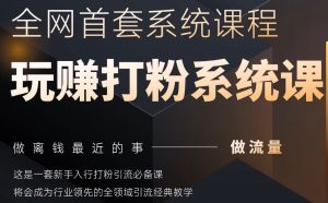 2025行业首套全网全域打粉系统神课，做流量做离钱最近的事，一套新手入行打粉引流必备课-一起网赚吧