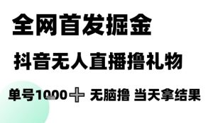 全网首发掘金抖音无人直播撸礼物，单号1k +无脑撸，当天拿结果【揭秘】-一起网赚吧
