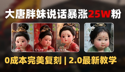 AI大唐胖贵妃说话2.0，40条视频暴涨40w粉，附独家变现攻略-一起网赚吧