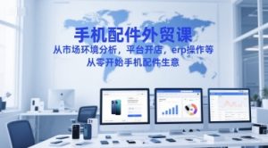 手机配件外贸课，从市场环境分析，平台开店，erp操作等，从零开始手机配件生意-一起网赚吧