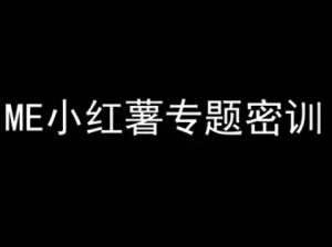 ME小红薯专题密训-小红书电商教程-一起网赚吧