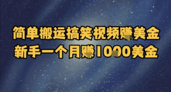 简单搬运搞笑视频挣美金，新手一个月入1k美金-一起网赚吧