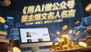 用AI做公众号流量主爆文名人名言，10分钟一篇爆文，最高月入5位数-一起网赚吧