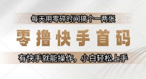 零撸快手首码,每天用零碎时间搞个一两张,有快手就能操作小白轻松上手【揭秘】-一起网赚吧