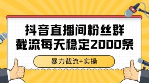 抖音直播间粉丝群暴力截流,一台电脑每天稳定2000条数据【揭秘】-一起网赚吧