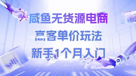 咸鱼无货源电商，高客单价玩法，新手1个月入门-一起网赚吧