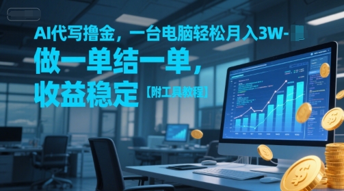 AI代写撸金，一台电脑轻松月入1-3W，做一单结一单，收益稳定【附工具教程】-一起网赚吧