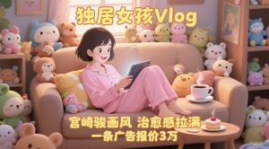 单个账号涨粉71W！用AI制作独居女孩Vlog，宫崎骏画风，治愈感拉满，一条广告报价3W-一起网赚吧