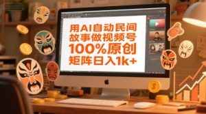 用AI自动民间故事做视频号,100%原创,矩阵日入1k+-一起网赚吧