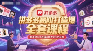 拼多多高阶打造爆款全套课程,解决拼多多店铺运营中99%的问题-一起网赚吧