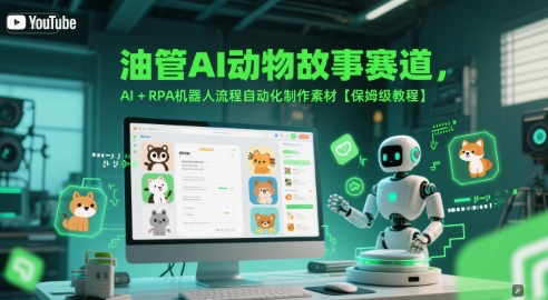 油管AI动物故事赛道，AI+RPA机器人流程自动化制作素材【保姆级教程】-一起网赚吧
