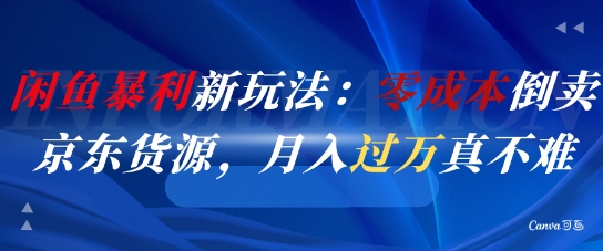 闲鱼暴利新玩法：零成本倒卖京东货源，月入过1W真不难-一起网赚吧