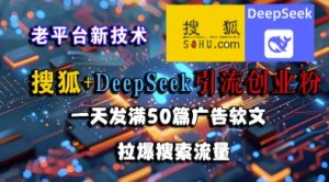 搜狐+DeepSeek引流创业粉，老平台新技术，一天发满50篇广告软文，拉爆搜索流量-一起网赚吧