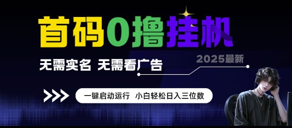 首码0撸挂G项目，无需实名无需看广告 一键启动运行，小白轻松日入三位数【揭秘】-一起网赚吧