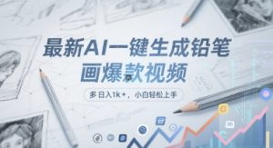 最新AI一键生成铅笔画爆款视频,多平台分发,日 入1k+,小白轻松上手【揭秘】-一起网赚吧