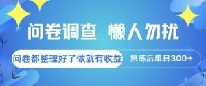 问卷调查，懒人勿扰，问卷都整理好了单价不等，做就有收益，熟练后单日3张【揭秘】-一起网赚吧