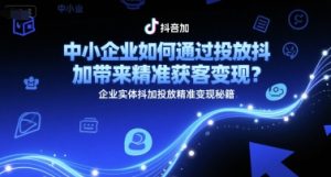 中小企业如何通过投放抖加带来精准获客变现?企业实体抖加投放精准变现秘籍-一起网赚吧