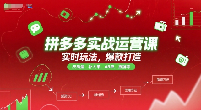 拼多多实战运营课，实时玩法，爆款打造，改销量，补大单，AB单，直播等（更新2025月）-一起网赚吧