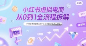 小红书虚拟电商从0到1全流程拆解，手把手教你复制，新手小白也能轻松月入过W-一起网赚吧