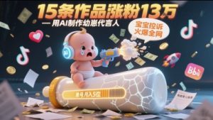 用AI制作幼崽代言人,宝宝的控诉火爆全网,15条作品涨粉13W,单号月入5位数实操教程-一起网赚吧