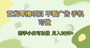 首发零撸项目 不看广告 手机可做 新手小白可以做 月入3k+【揭秘】-一起网赚吧