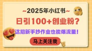 2025年小红书日引100+创业粉?这招新手抄作业也能爆流量!-一起网赚吧