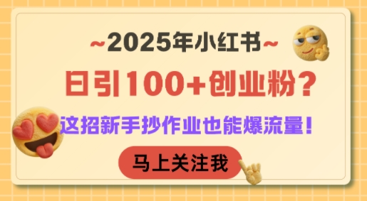 2025年小红书日引100+创业粉？这招新手抄作业也能爆流量！-一起网赚吧