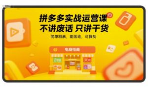 拼多多实战运营课，不讲废话只讲干货，简单粗暴，能落地，可复制-一起网赚吧