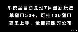 小说全自动变现7月玩法，单窗口50+，可挂100窗口，简单上手，全流程限时公布【揭秘】-一起网赚吧