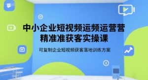 中小企业短视频运营精准获客实操课，可复制企业短视频获客落地训练方案-一起网赚吧