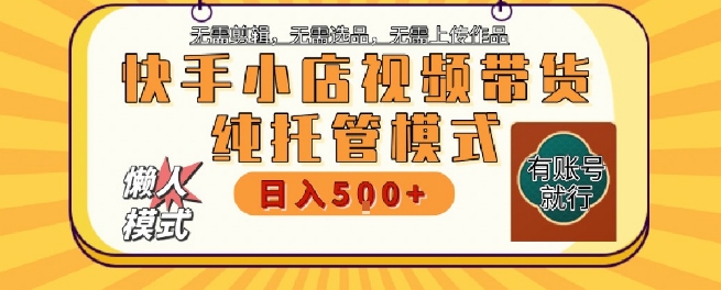 快手小店托管代运营，无需剪辑，无需选品，无需上传作品，全程无需操作，轻松月入5k+【揭秘】-一起网赚吧