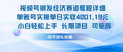 视频号银发经济赛道单账号实操单日实收1k+，小白轻松上手长期项目-一起网赚吧