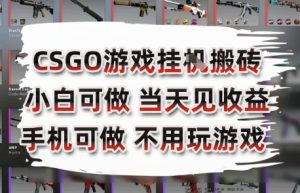 CSGO游戏挂G搬砖，小白纯手机即可操作，不用电脑打游戏，日入3张+，副业网创项目【揭秘】-一起网赚吧