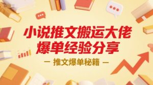 小说推文搬运大佬爆单经验分享，推文爆单秘籍-一起网赚吧