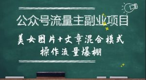 公众号流量主副业项目，美女图片+文章混合模式操作流量爆棚-一起网赚吧
