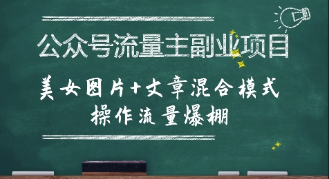 公众号流量主副业项目，美女图片+文章混合模式操作流量爆棚-一起网赚吧