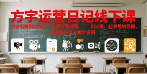方宇运营日记线下课，包含剪辑制作技巧、拍摄引导过程、起号思维导图、选题等多个教学资料-一起网赚吧
