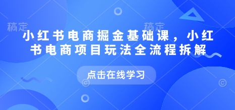 小红书电商掘金课，小红书电商项目玩法全流程拆解（更新7月）-一起网赚吧